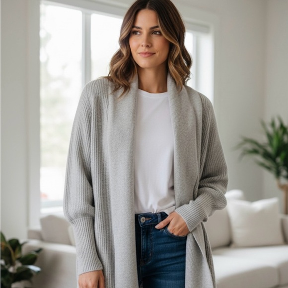 Rachel Parcell Cream Open Front Shawl Collar Cardigan Size XS Oversized - Picture 1 of 6